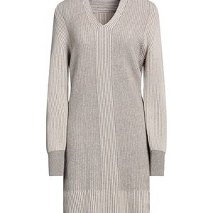 LORENA ANTONIAZZI knit sweater dress in a grey and beige stripe, size 12, NEW